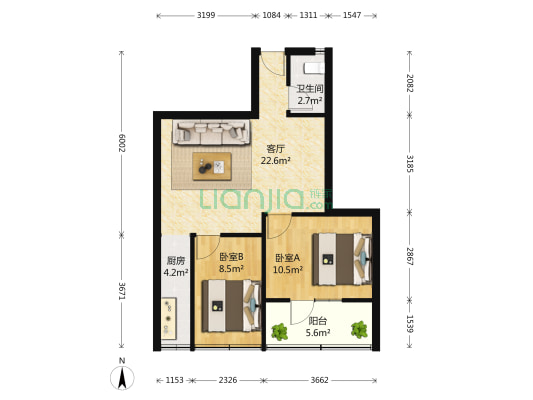 清溪东路80号 2室1厅1卫 58平方
