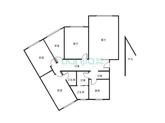 金龙花园 3室2厅2卫 大面积 适合家庭共住-户型图