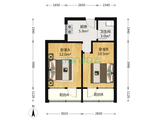 谈家渡路162号 2室0厅1卫 52平方
