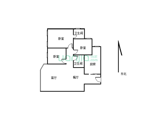 长江之滨B区 精装3房双卫 看房方便-户型图