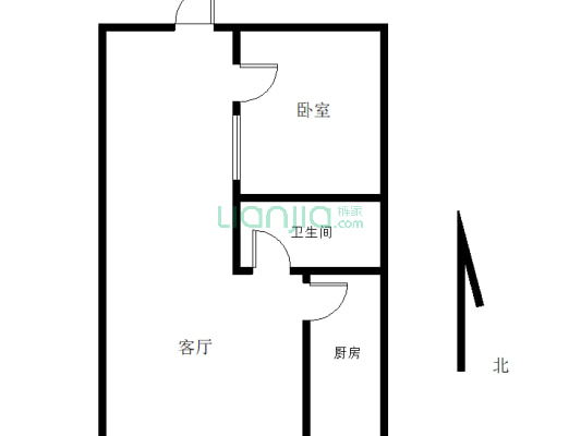东城国际两室精装修带家具家电拎包入住-户型图