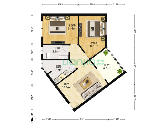祥和里166号 2室1厅1卫 89平方