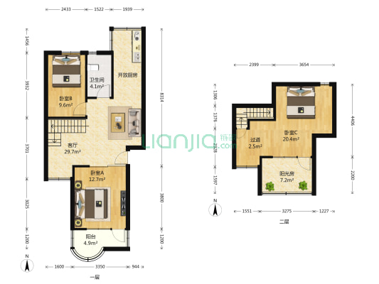 何山花园南区 3室1厅1卫 92平方