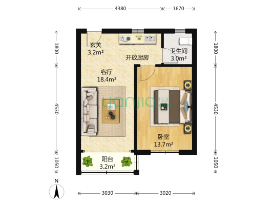 济阳三村 1室1厅1卫 57平方