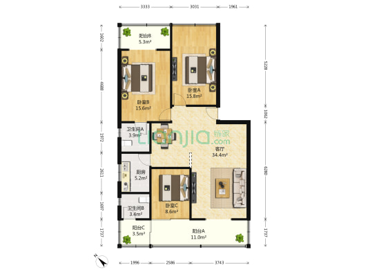 金琴路28号 3室1厅2卫 112平方