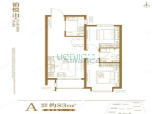 急售铂悦山精装2居，采光无遮挡，价格美丽-户型图