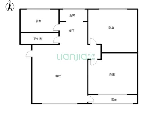 新星小区 3室2厅 南 北-户型图