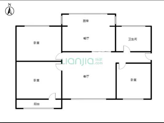 双塔区 中间楼层南北通透三居拎包入住-户型图