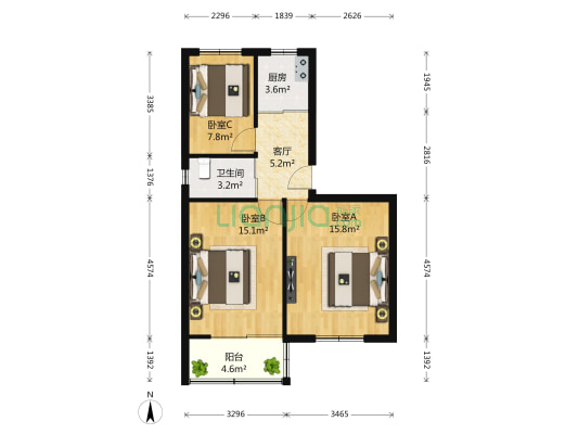 十字街127号 3室1厅1卫 68平方