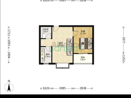 范阳路  采光无遮挡  一室一厅-户型图