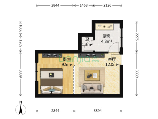 延安里 1室1厅1卫 38平方