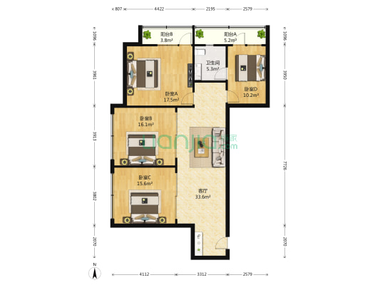 民生大街66号 4室1厅1卫 121平方