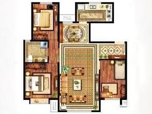 琉璃河南侧 三利中和城洋房 1梯2户 3居室三阳户型-户型图