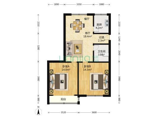 淞兴路305弄 2室2厅1卫 109平方