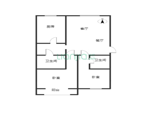 鹏渤公园里 3室2厅 南 北-户型图