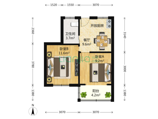 铁岭路110弄 2室0厅1卫 44平方
