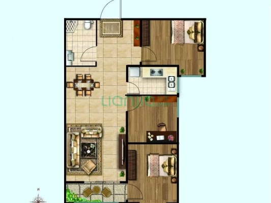 金域中央 3室1厅 南-户型图