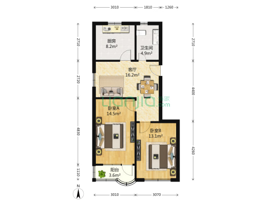 南新一村(下南路161弄) 2室1厅1卫 80平方