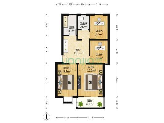仙居雅苑 4室1厅1卫 76平方