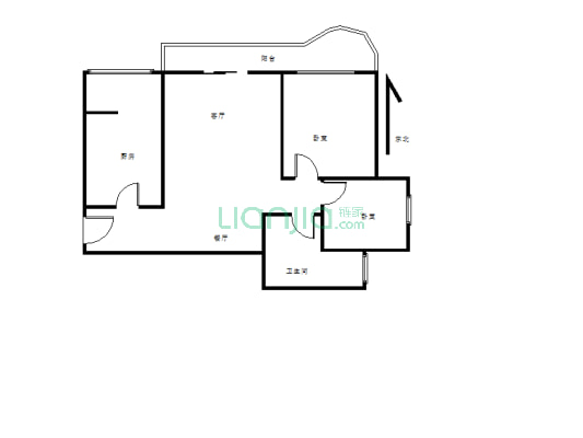金沙首座精装大两室大阳台 理想中的家-户型图