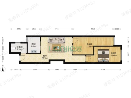 小区距京港澳高速，107国道，北上南下都方便-户型图