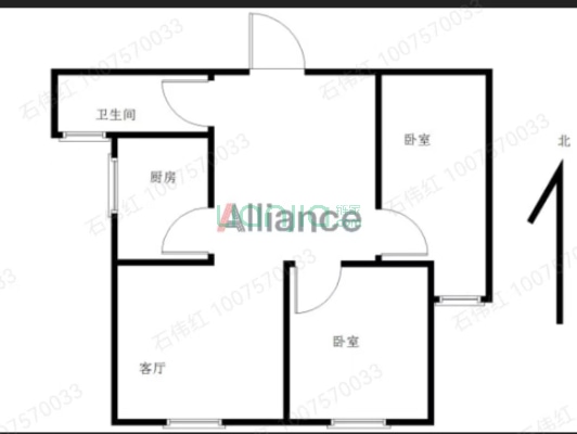 兴隆县城，两居好房，业主诚心出售。-户型图