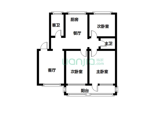 一中家属院 3室2厅 南 北-户型图