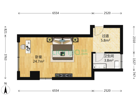 银都大厦 1室0厅1卫 52平方
