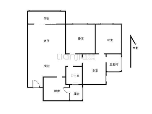 桃李郡 3室2厅 西南-户型图