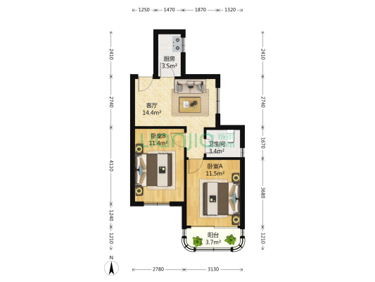 银华苑(浦东) 2室1厅1卫 64平方