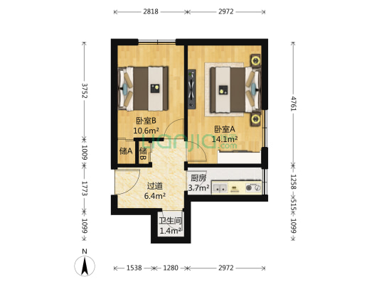 史家胡同20号院 2室0厅1卫 49平方