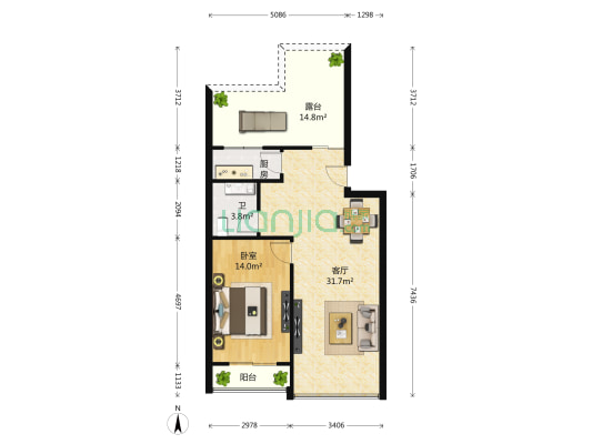 井冈山路545号 1室1厅1卫 79平方