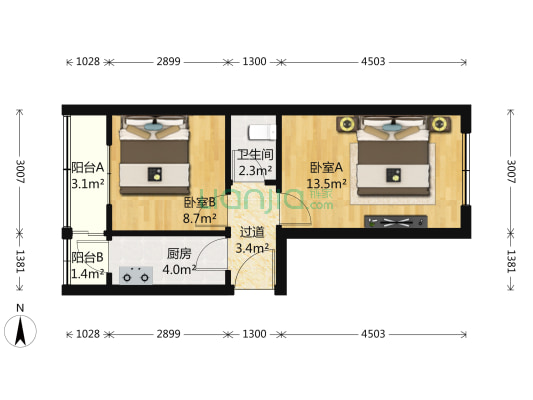 昆明街（阳光巷） 2室0厅1卫 51平方