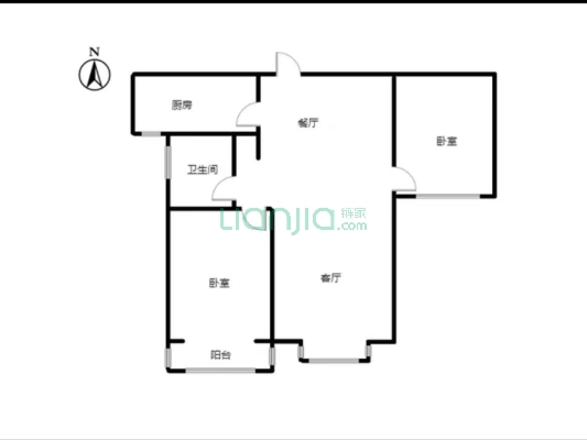 云景城 朝南两居 中高楼层采光好-户型图