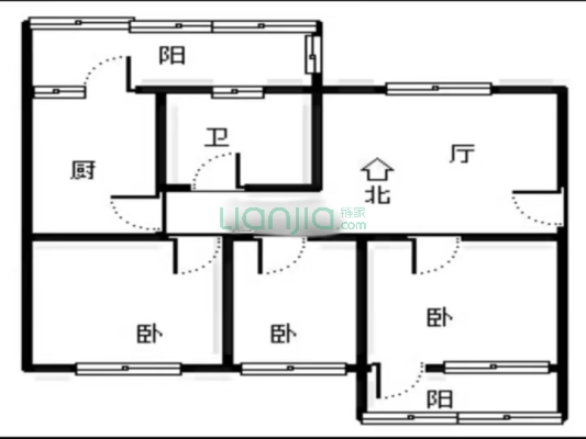 行宫小区 3室1厅 南 北-户型图