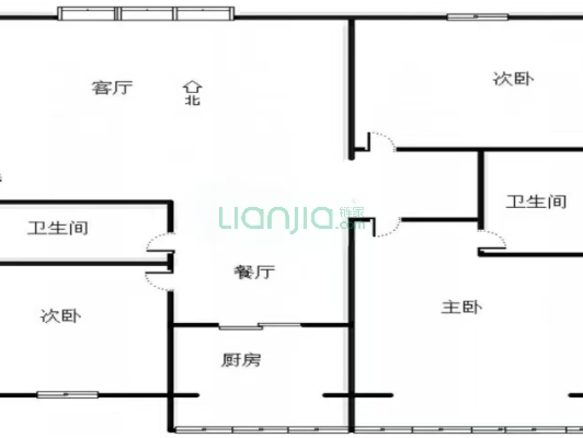 范阳路南北通透三居室，满五唯一，可贷款-户型图