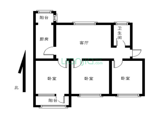 铁路局家属院  经典三室，与龙城广场相距200米。-户型图