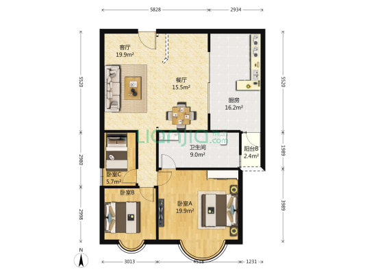 红本满五年税费少 中间楼层 朝向南