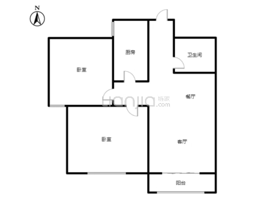 颐景华府 2室2厅 南-户型图