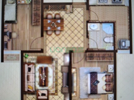 范阳路金品时代自住精装修两居室三阳开泰户型拎包入住-户型图