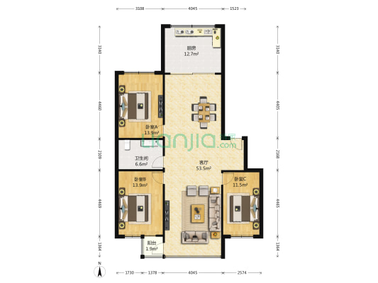 学子园 3室1厅1卫 35平方