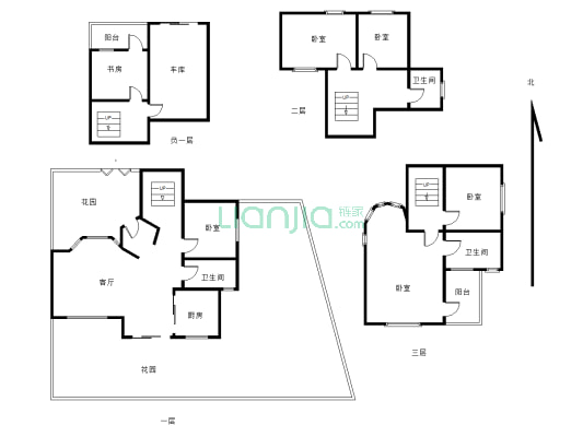 翠谷独栋别墅，300平南院，精装修，共3层全明地下室-户型图