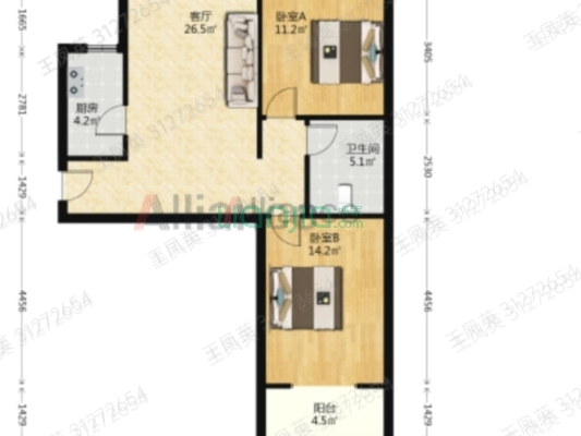 水岸花城，好房源，环境好，交通便利。-户型图