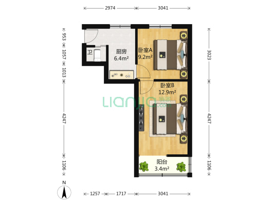 瑞金新村 2室0厅1卫 44平方