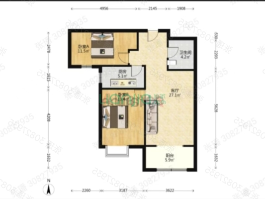 华阳路 双塔区 朝南两居诚心出售 房本满-户型图