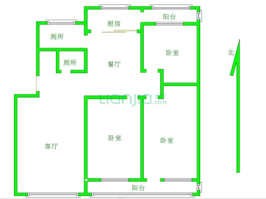 裕华园 3室2厅 南 北-户型图