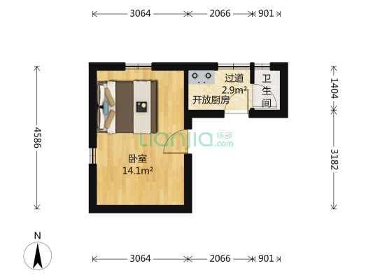 大连西路17号 1室0厅1卫 25平方