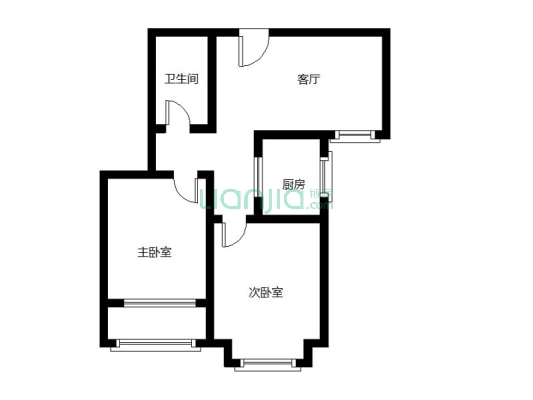 着急出双塔区精装两居室 带地下室 精装修 家具家电-户型图