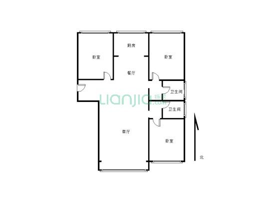 天麟 名城苑 三室两厅一厨两卫 140.23平米-户型图