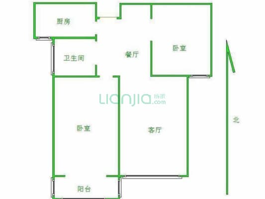 中诚·晶典 2室1厅 南-户型图